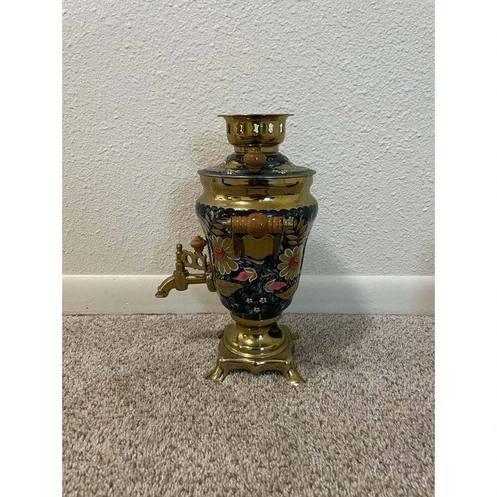 VINTAGE Samovar Tea Pot Russian Hand-Painted Electric